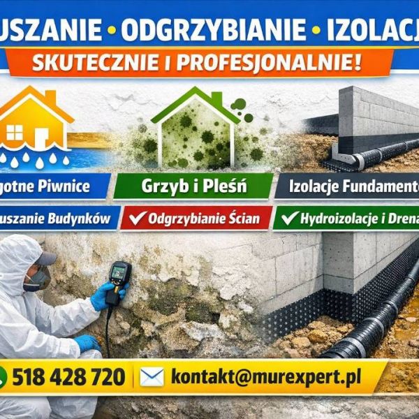 Skuteczne osuszanie budynków i odgrzybianie ścian. Pozbądź się wilgoci i chroń zdrowie