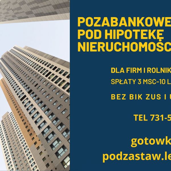SZYBKA POZYCZKA POZABANKOWA POD ZASTAW NIERUCHOMOSCI BEZ BIK
