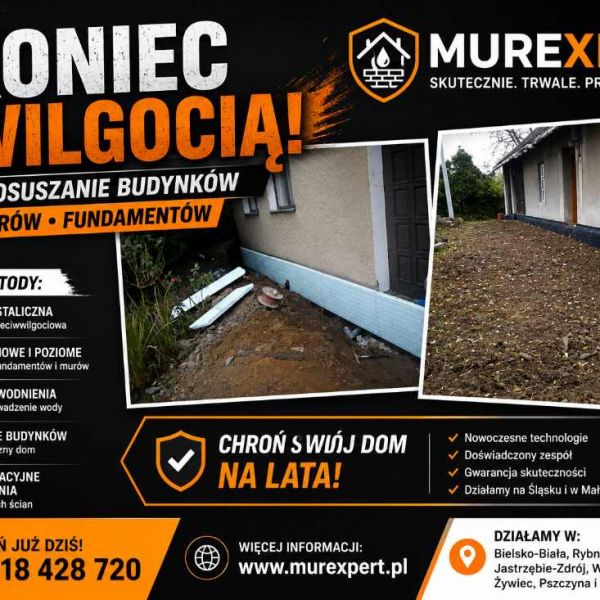 Osuszanie budynków, izolacja fundamentów, iniekcja krystaliczna, podcinanie ścian Małopolska/ Śląsk