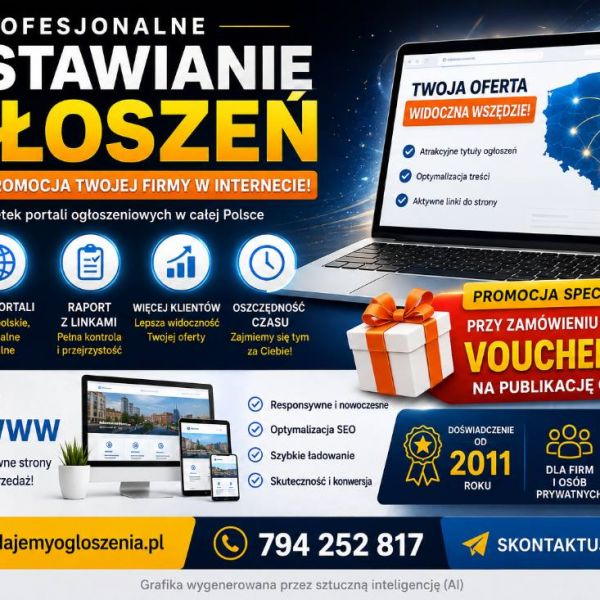 Skuteczna promocja ogłoszeń na portalach  + Tanie strony WWW